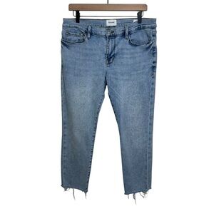 FRAME Le Garcon Crop Light Wash Frayed Hem Jeans Size 31 Denim Y2K Finnigan
